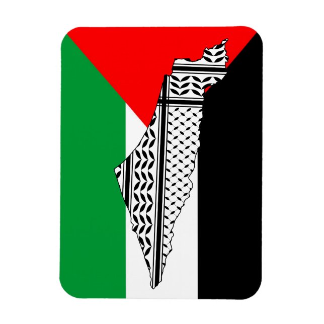  Palestine Flag and Map with Keffiyeg Pattern Magnet (Vertical)