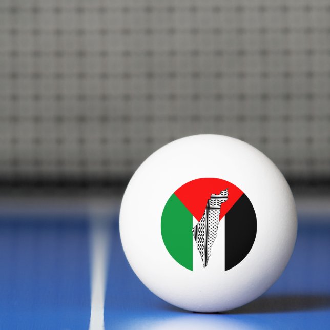  Palestine Flag and Map with Keffiyeg Pattern Ping Pong Ball (Net)