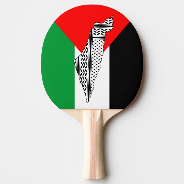 Palestine Flag and Map with Keffiyeg Pattern Ping Pong Paddle (Front)
