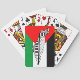 Palestine Flag and Map with Keffiyeg Pattern Playing Cards