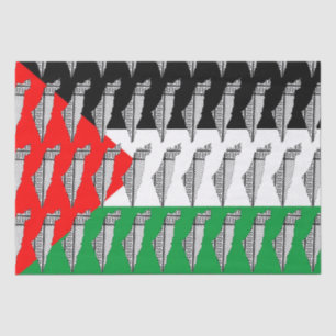  Palestine Flag and Map with Keffiyeg Pattern Tissue Paper