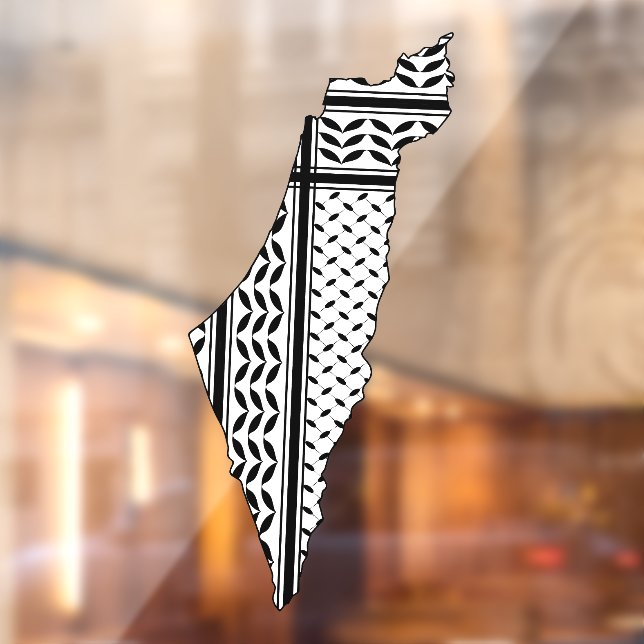 Palestine Flag and Map with Keffiyeg Pattern Window Cling (Sheet 2)