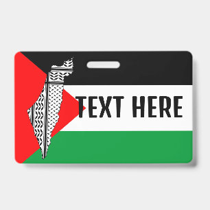 Palestine Flag and Map with Keffiyeg Traditional P Badge