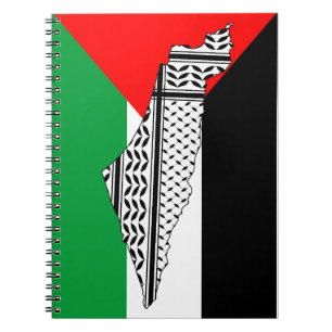 Palestine Flag and Map with Keffiyeg Traditional P Notebook