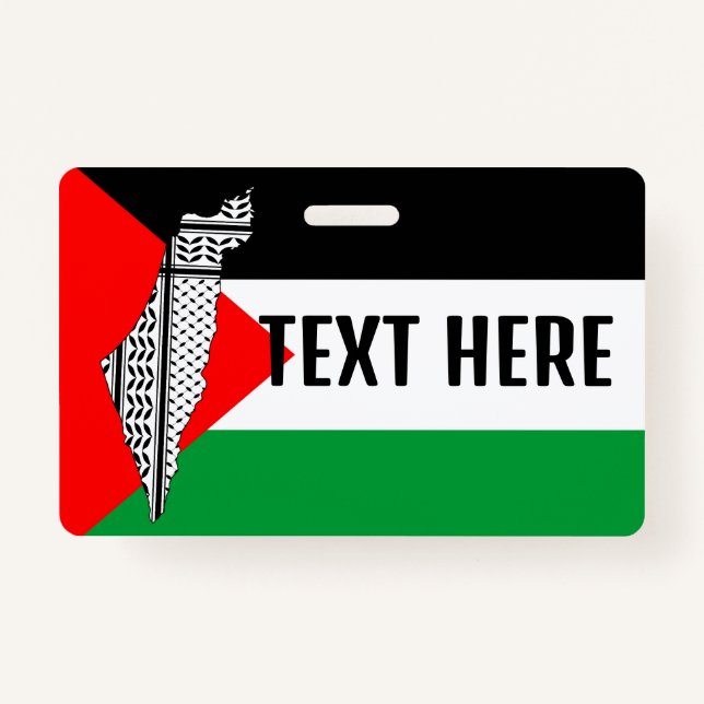Palestine Flag and Map with Keffiyeh Pattern Badge (Front)