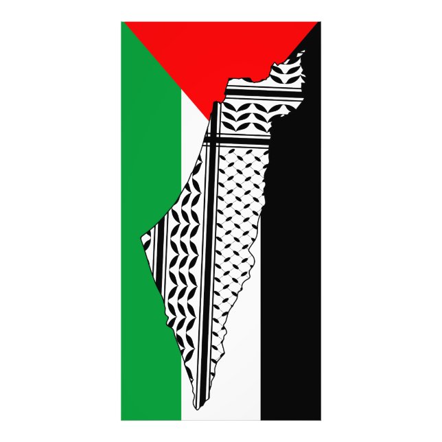 Palestine Flag and Map with Keffiyeh Pattern Photo Print (Front)