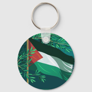 Palestine flag and olive tree keychain