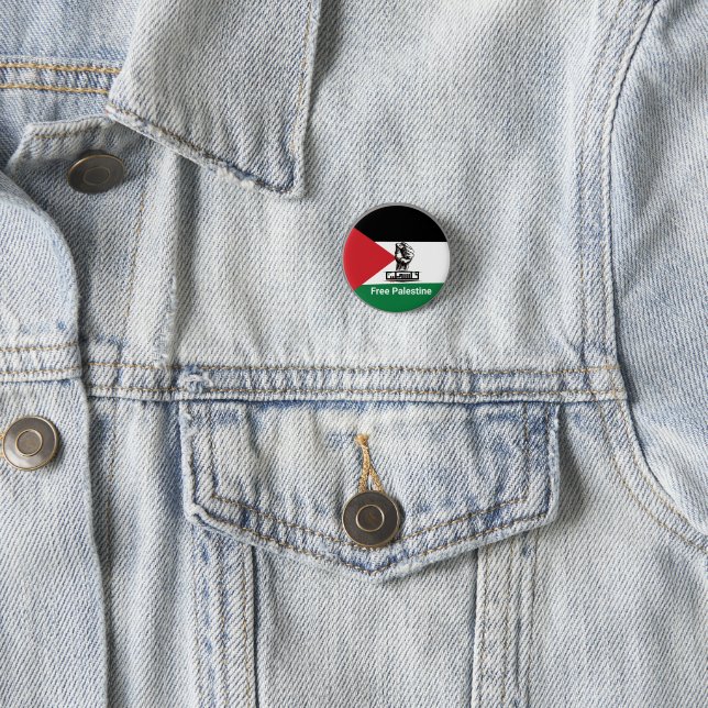  Palestine flag Arabic text 1 Inch Round Button (In Situ)
