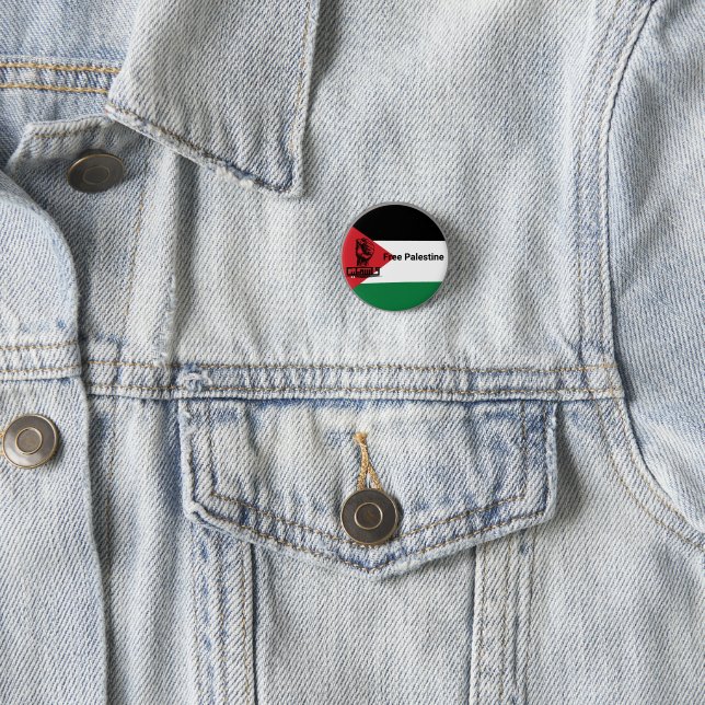  Palestine flag Arabic text 1 Inch Round Button (In Situ)