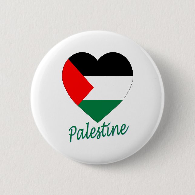 Palestine Flag Heart 2 Inch Round Button (Front)