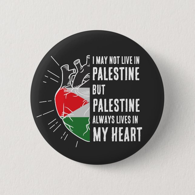 Palestine Flag Human Heart 2 Inch Round Button (Front)