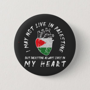 Palestine Flag Human Heart T-Shirt 2 Inch Round Button
