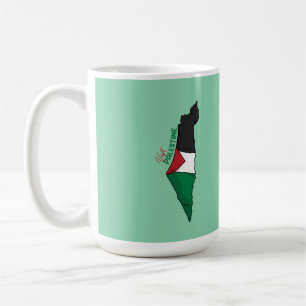 Palestine flag inside its map, Visit Palestine Coffee Mug