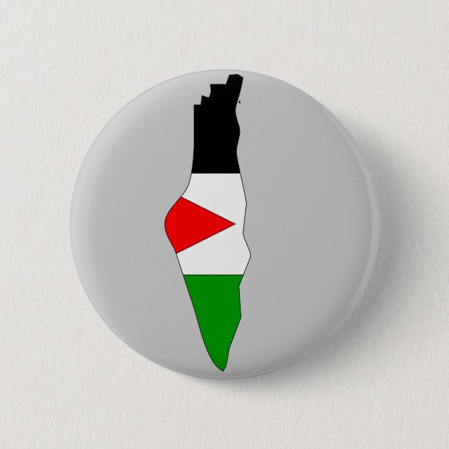Palestine flag map 2 inch round button (Front)