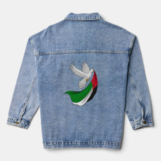Palestine Flag, Peace Pigeon,  Denim Jacket