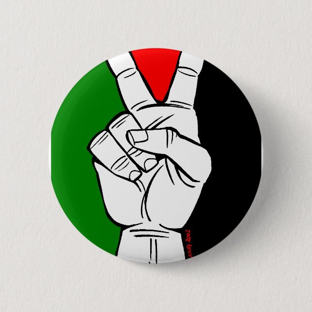 PALESTINE FLAG PEACE SIGN 2 INCH ROUND BUTTON (Front)