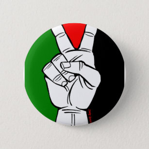 PALESTINE FLAG PEACE SIGN 2 INCH ROUND BUTTON
