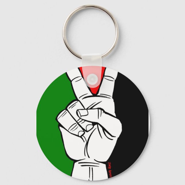 PALESTINE FLAG PEACE SIGN KEYCHAIN (Front)