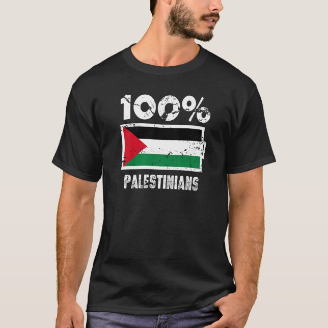 Palestine Flag Support 100 Palestinians Battery Po T-Shirt (Front)