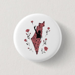 palestine floral map 1 inch round button
