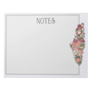 Palestine Floral Map BASIC Notes Notepad Grey
