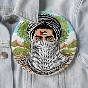 Palestine Freedom Fighter Portrait 6 Inch Round Button