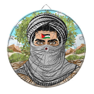 Palestine Freedom Fighter Portrait Dartboard