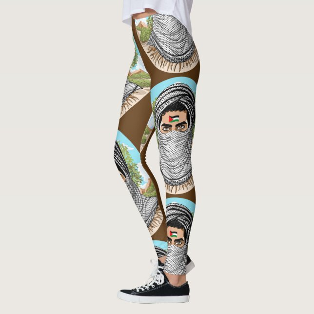 Palestine Freedom Fighter Portrait Leggings (Left)