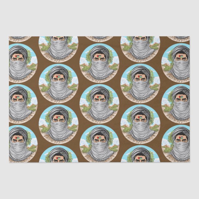 Palestine Freedom Fighter Portrait Tissue Paper (Front)