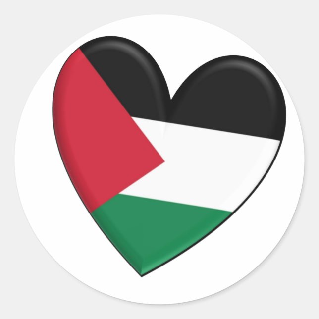 Palestine Heart Flag Classic Round Sticker (Front)