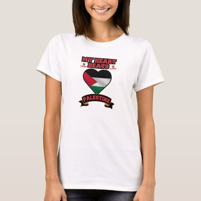 Palestine Heart Flag Love Support Freedom Pride T-Shirt (Front)