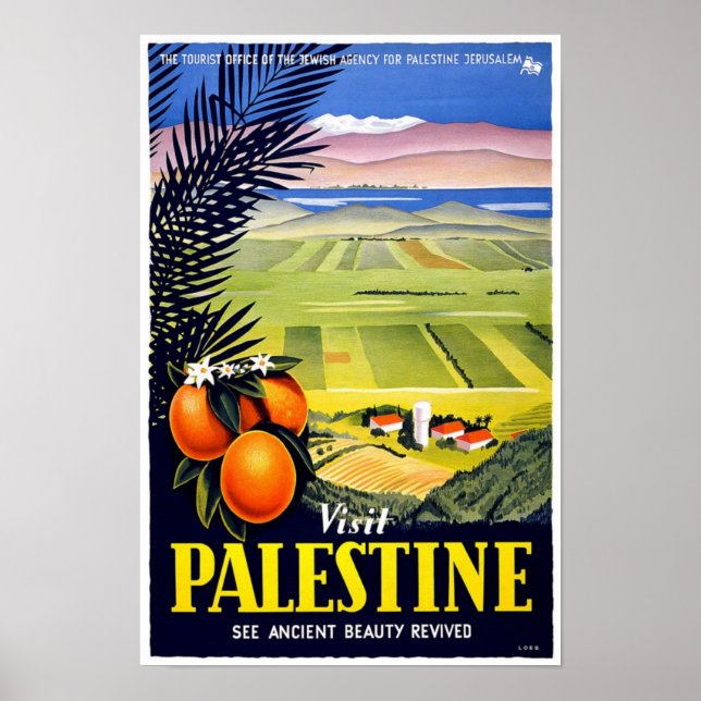 Palestine Holy Land Vintage Travel Art Poster (Front)