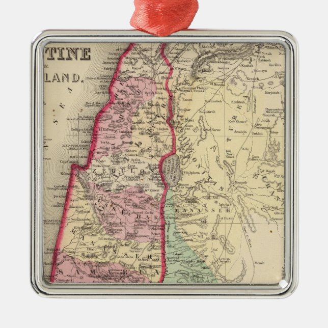 Palestine, Jerusalem Map by Mitchell Metal Ornament (Front)