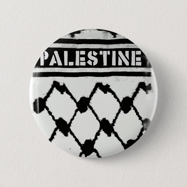 Palestine Keffiyah 2 Inch Round Button (Front)