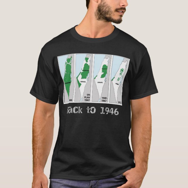 Palestine map, Back to 1946, Palestine flag T-Shirt (Front)
