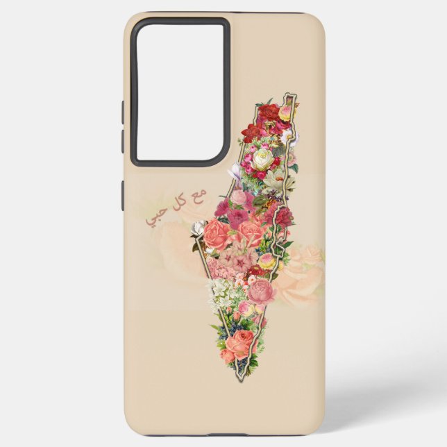 Palestine Map Floral With all my love Samsung Galaxy S21 Ultra Case (Back)