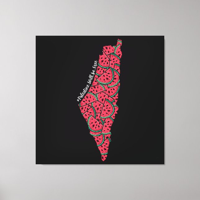 Palestine Map full of Watermelons | Free palestine Canvas Print (Front)