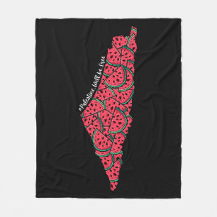Palestine Map full of Watermelons   Free palestine Fleece Blanket