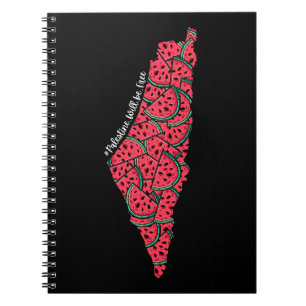 Palestine Map full of Watermelons   Free palestine Notebook