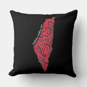 Palestine Map full of Watermelons Free palestine Throw Pillow