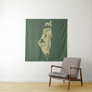 Palestine map illustration design palastinian art tapestry