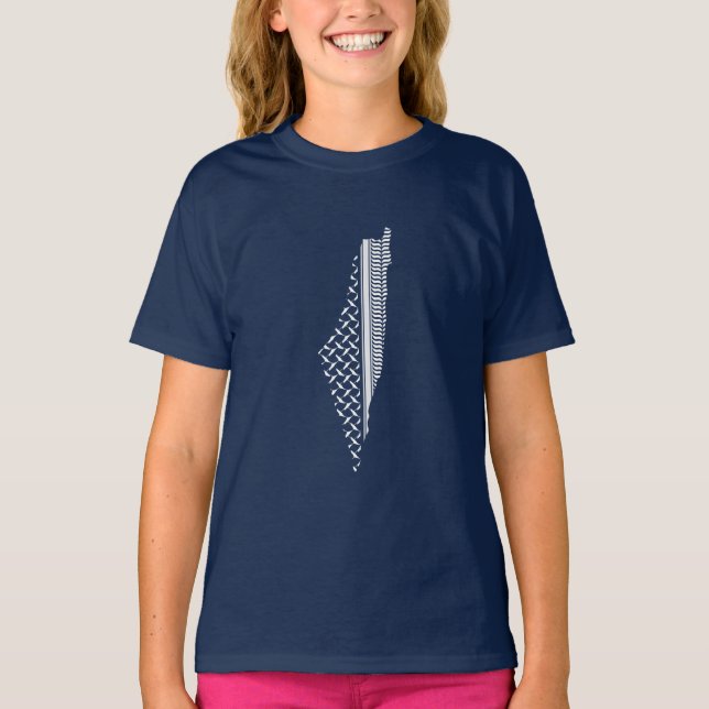 Palestine Map Keffiyeh filistin  T-Shirt (Front)