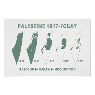 Palestine Map Land Stealing Since 1917 grn Poster