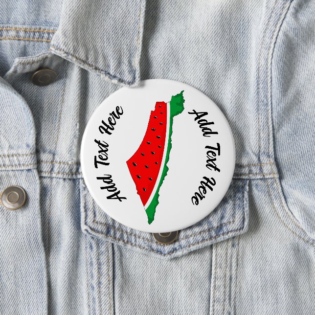 Palestine Map Watermelon Symbol of freedom 4 Inch Round Button (In Situ)