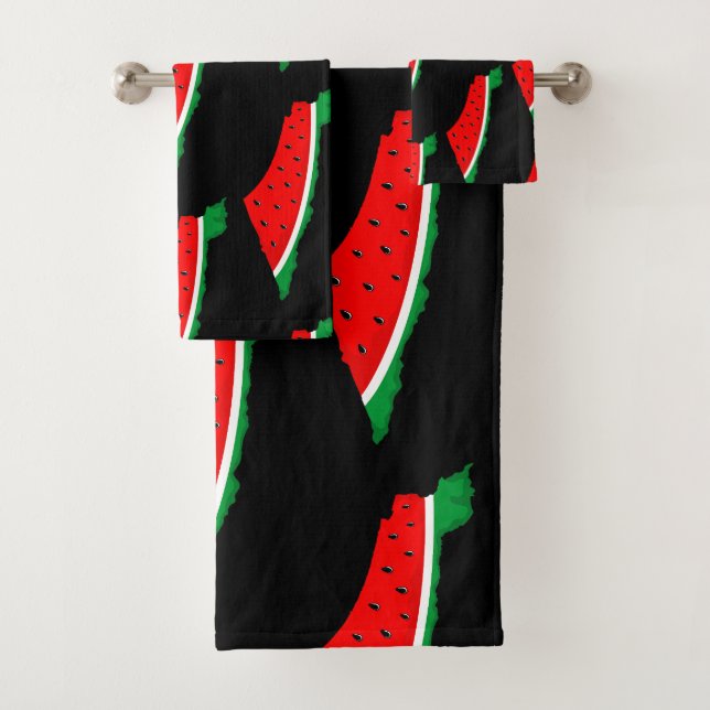 Palestine Map Watermelon Symbol of freedom Bath Towel Set (Insitu)