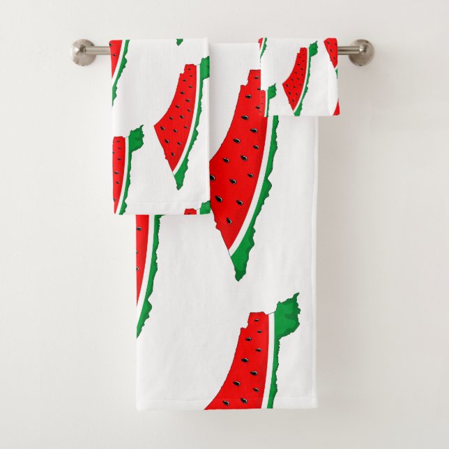 Palestine Map Watermelon Symbol of freedom Bath Towel Set (Insitu)