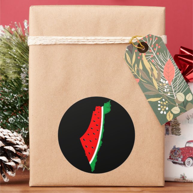 Palestine Map Watermelon Symbol of freedom Classic Round Sticker (Holiday)