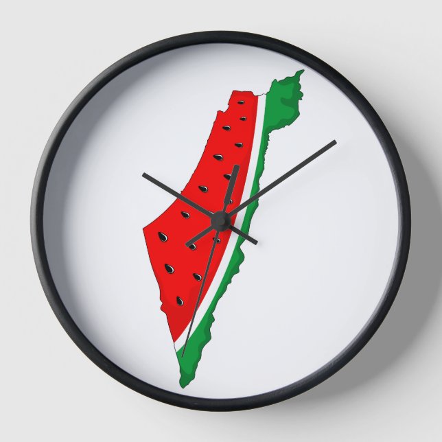 Palestine Map Watermelon Symbol of freedom Clock (Front)