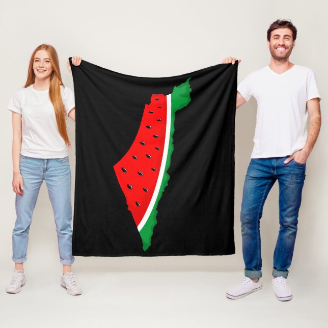 Palestine Map Watermelon Symbol of freedom Fleece Blanket (In Situ)
