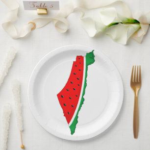 Palestine Map Watermelon Symbol of freedom Paper Plate